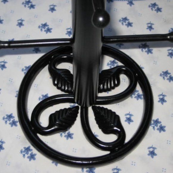NEW Iron Artistica Mug Rack Leaf Leaves Design Black 15" Tall Heavy - Picture 3 of 6